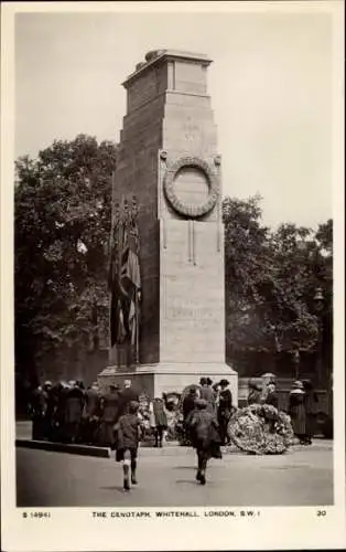 Ak Westminster London City, Cenotaph, Whitehall, Kränze