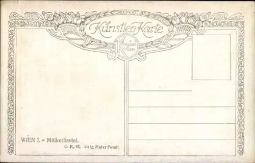 Künstler Ak Pendl, Wien 1. Innere Stadt Österreich, Straßenpartie, Mölkerbastei, Denkmal