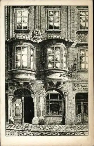 Künstler Ak Wien 1 Innere Stadt, Wohnhaus "Am Hof"