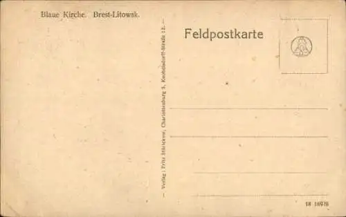 Ak Brest Litowsk Weißrussland, Blaue Kirche