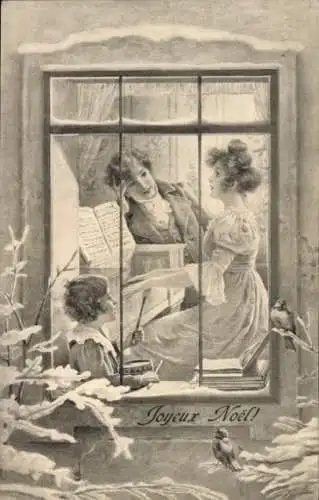 Ak Frohe Weihnachten, Weihnachtsmusik, Kinder am Klavier