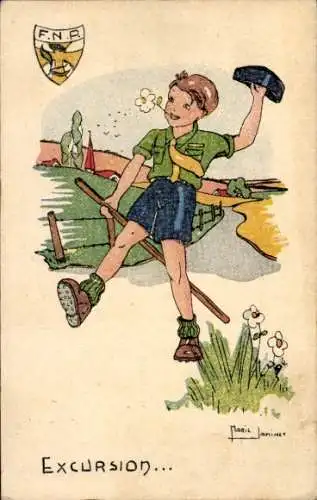 Künstler Ak Wanderer, Excursion, F.N.P.