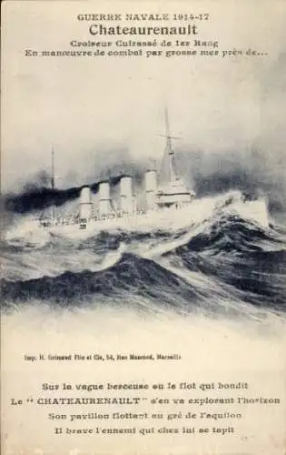 Ak Französisches Kriegsschiff, Chateaurenault Croiseus Cuirassé