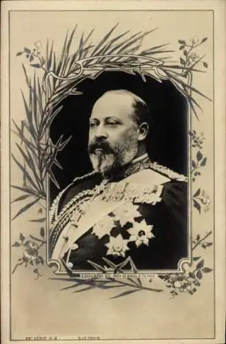 Passepartout Ak König Eduard VII., Uniform, Portrait