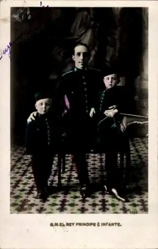 Ak König Alfons XIII., Kinder, Portrait