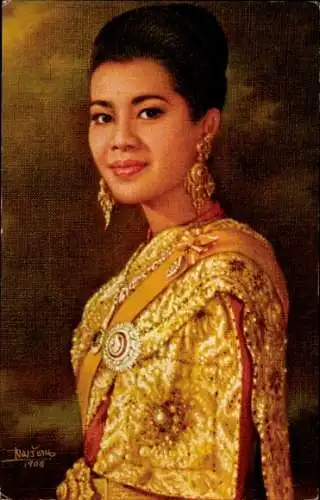 Künstler Ak Thailand, Königin Sirikit, Portrait