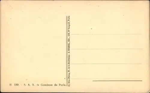 Ak Comtesse de Paris, Isabelle d’Orléans Bragance