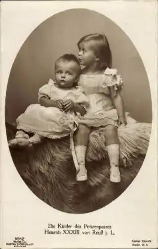 Passepartout Ak Kinder des Prinzenpaares Heinrich XXXIII von Reuß j. L., Liersch 7912