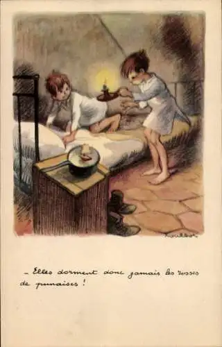 Künstler Ak Poulbot, Francisque, Sie schlafen daher nie, Wanzen