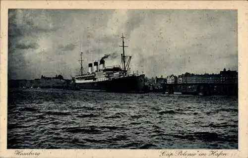 Ak Hamburger Hafen, Dampfschiff Cap Polonio im Hafen, HSDG
