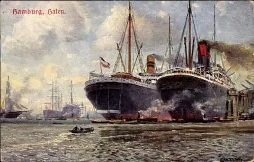 Künstler Ak Meinzolt, Georg M., Dampfer im Hafen