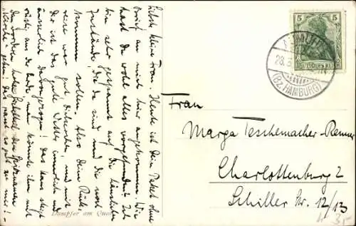 Künstler Ak Meinzolt, Georg M., Dampfer im Hafen