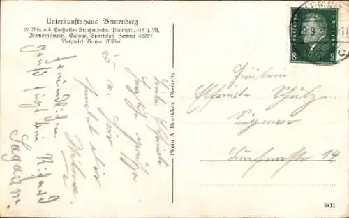Ak Chemnitz in Sachsen, Unterkunftshaus Beutenberg
