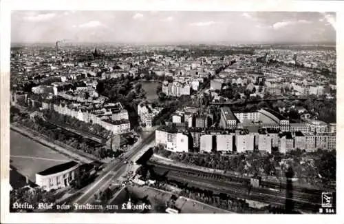 Ak Berlin Charlottenburg, Blick vom Funkturm zum Lietzensee