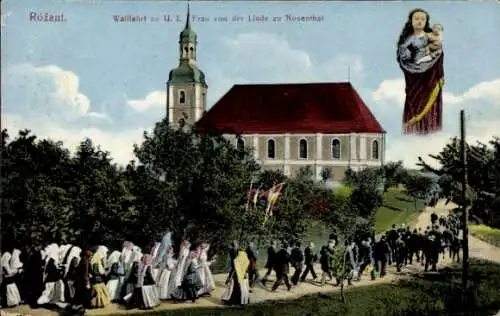 Ak Rosenthal Oberlausitz, Wallfahrt zu U. L. Frau von der Linde, Gnadenbild, Kirche