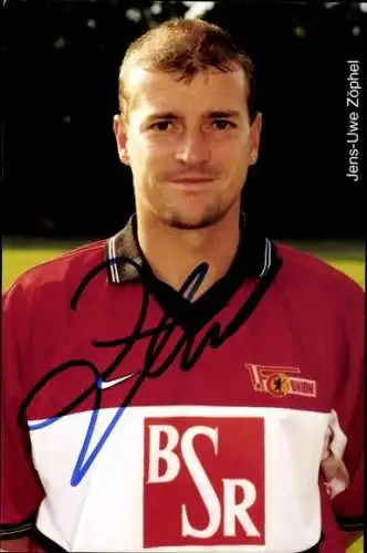Autogrammkarte Fußballer Jens Uwe Zöphel, 1. FC Union Berlin, Autogramm