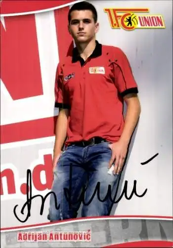 Autogrammkarte Fußballer Adrijan Antunovic, 1. FC Union Berlin, Autogramm