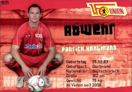 Autogrammkarte Fußballer Patrick Kohlmann, 1. FC Union Berlin, Autogramm