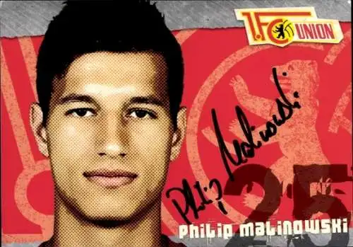 Autogrammkarte Fußballer Philip Malinowski, 1. FC Union Berlin, Autogramm