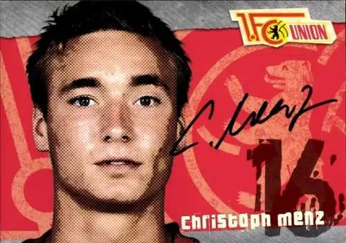 Autogrammkarte Fußballer Christoph Menz, 1. FC Union Berlin, Autogramm
