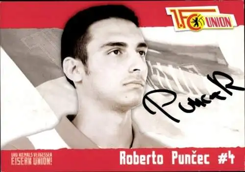 Autogrammkarte Fußballer Roberto Puncec, 1. FC Union Berlin, Autogramm