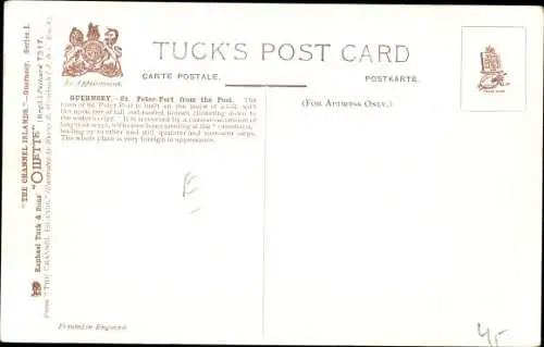 Künstler Ak St. Peter Port Guernsey Kanalinseln, View from the Pool, Fischerboote