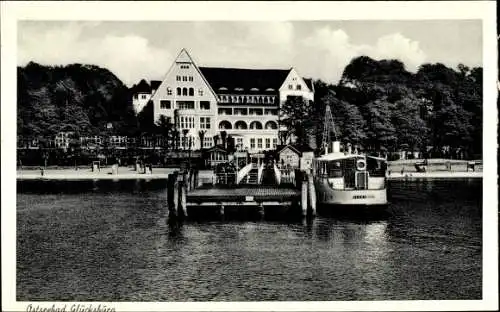 Ak Glücksburg an der Ostsee, Seebrücke
