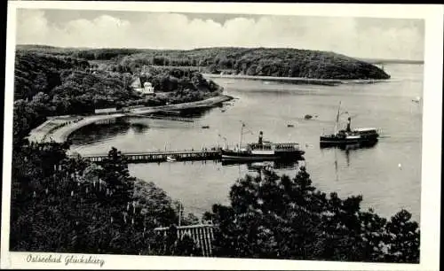 Ak Glücksburg an der Ostsee, Seebrücke