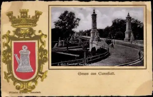 Präge Wappen Ak Bad Cannstatt Stuttgart in Württemberg, König-Karl-Brücke