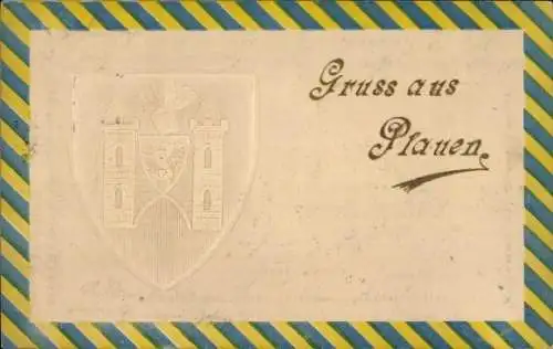 Präge Wappen Ak Plauen im Vogtland, Stadtwappen