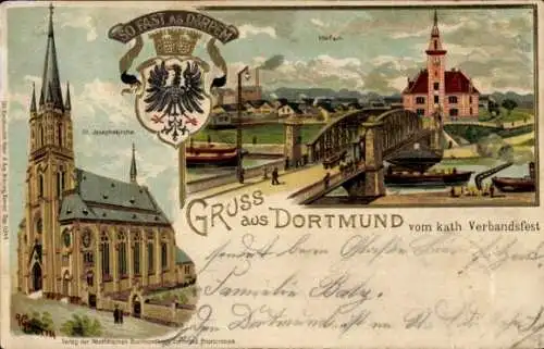 Wappen Litho Dortmund im Ruhrgebiet, Hafen, St. Josephskirche