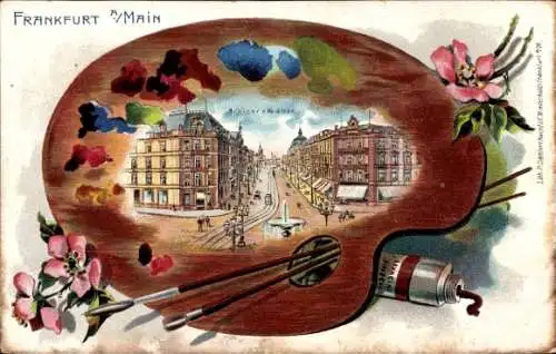 Litho Frankfurt am Main, Kaiserstraße, Farben, Pinsel