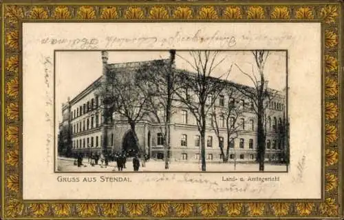Präge Passepartout Ak Stendal in der Altmark, Land- und Amtsgericht
