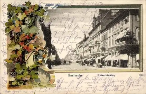 Passepartout Ak Karlsruhe in Baden Württemberg, Kaiserstraße, Wiener Café Central, Englischer Hof
