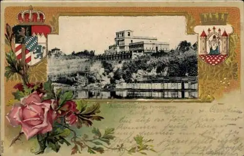 Präge Passepartout Wappen Ak Aschaffenburg in Unterfranken, Pompejanum