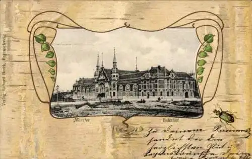 Passepartout Ak Münster in Westfalen, Bahnhof, Käfer