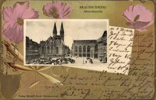 Präge Ak Braunschweig in Niedersachsen, Altstadtmarkt, Blumen