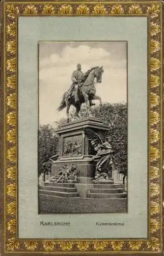 Präge Passepartout Ak Karlsruhe in Baden, Kaiserdenkmal