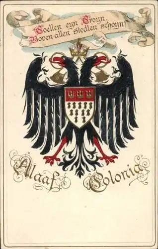 Präge Wappen Litho Köln am Rhein, Alaaf Colonia, Karneval