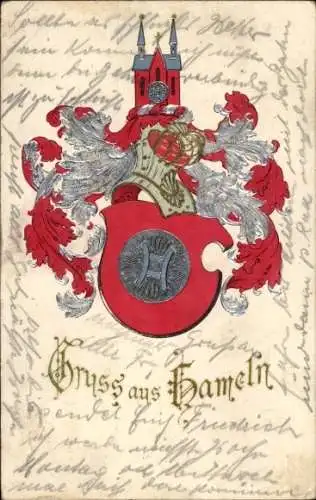 Präge Wappen Ak Hameln in Niedersachsen, Stadtwappen