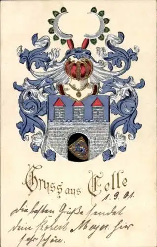 Präge Wappen Ak Celle in Niedersachsen, Stadtwappen