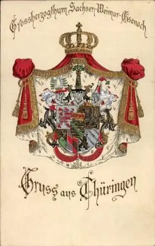 Präge Wappen Ak Thüringen, Großherzogtum Sachsen-Weimar-Eisenach
