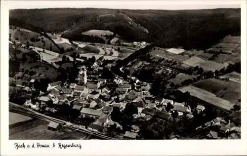 Ak Bach an der Donau bei Regensburg an der Donau Oberpfalz, Fliegeraufnahme