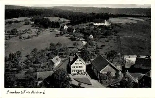 Ak Lutzenberg Althütte in Württemberg, Gasthaus und Pension Schöne Aussicht, Fliegeraufnahme