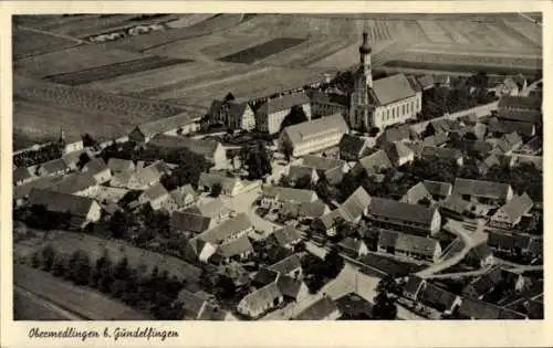 Ak Obermedlingen Medlingen in Schwaben Bayern, Fliegeraufnahme