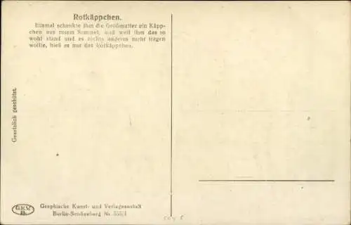 Künstler Ak Märchen, Rotkäppchen, Großmutter, Gebrüder Grimm