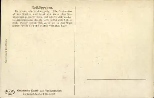 Scherenschnitt Ak Rotkäppchen, Märchen, Gebrüder Grimm