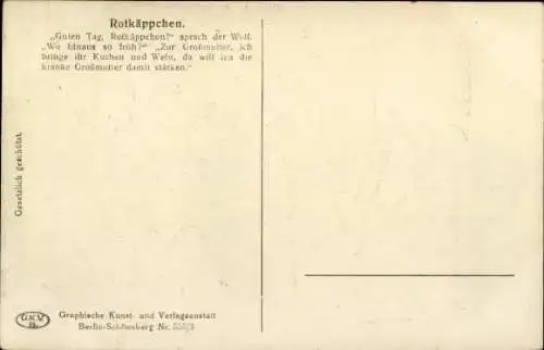 Künstler Ak Rotkäppchen, Wolf, Märchen