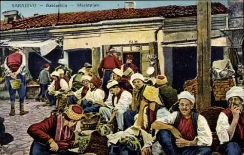 Ak Sarajevo Bosnien Herzegowina, Marktplatz