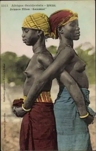 Ak Senegal, Zwei barbusige Afrikanerinnen